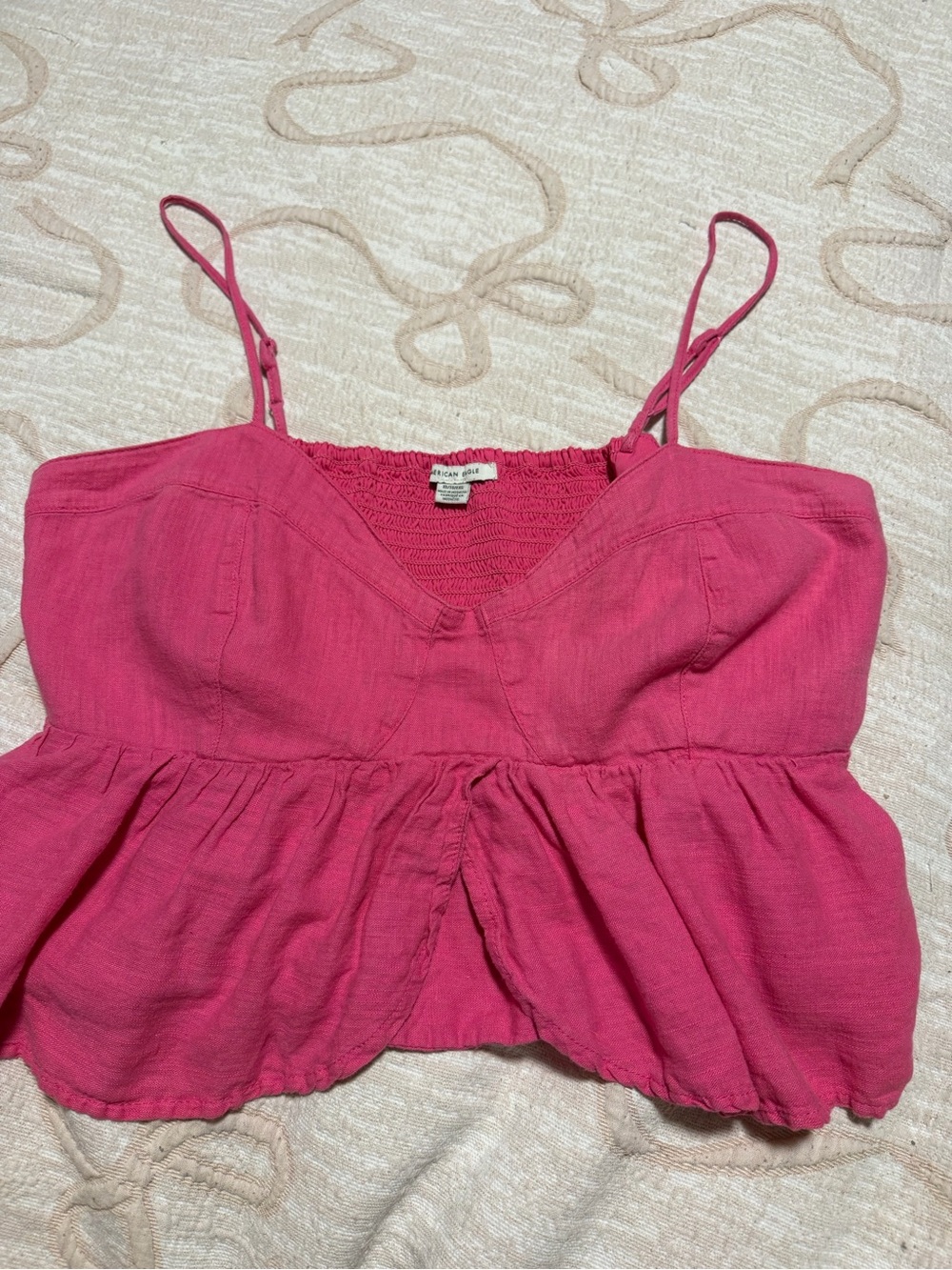 American Eagle Outfitters Hot Pink Spaghetti Strap Peplum Tank